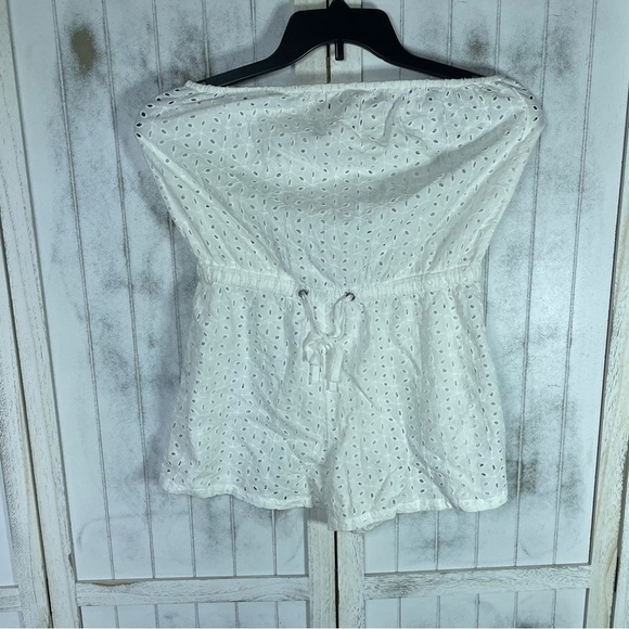 Roxy Young Women's Angels Song Romper Bright White M cottage core embroidered - Picture 12 of 12